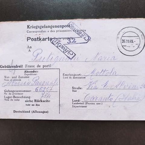 Scrisse dalla prigionia, la lettera arriva dopo 80 anni